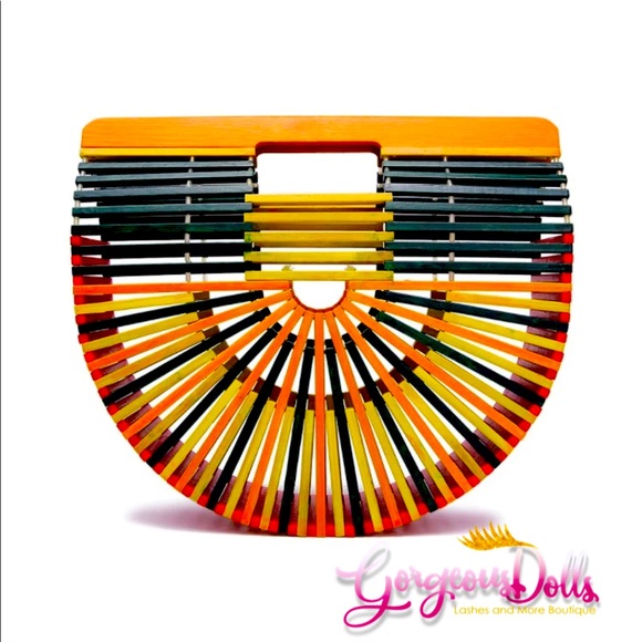 Gorgeous Doll Multicolor Bamboo Woven Tote Handbag - Picture 1 of 2